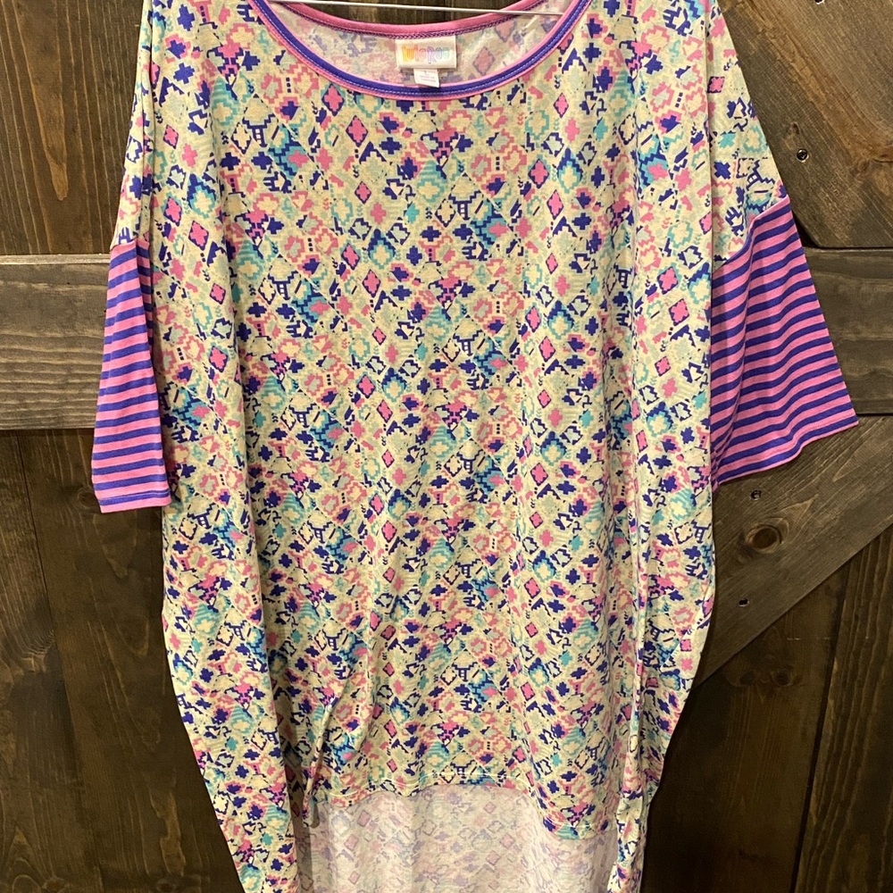 LuLaRoe Pastel Mosaic Short Sleeve Tee